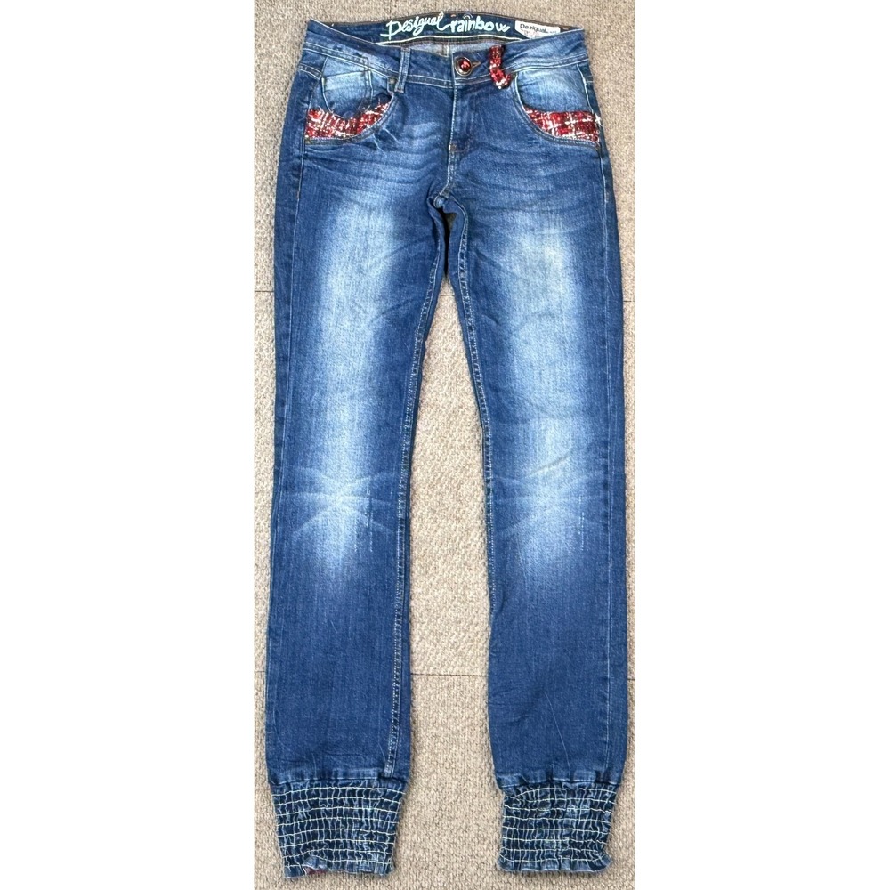 Desigual Rainbow The Pun Slim Pit Women Jeans Size 28 (Actual 28x32)